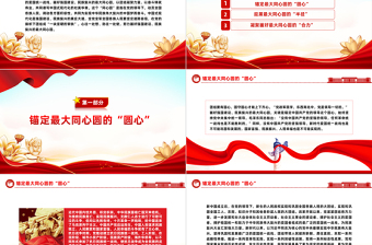 精美党政风画好强国建设民族复兴最大同心圆PPT党课课件模板
