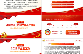 2024两会PPT简洁党政风学习全国两会政协工作报告党课课件