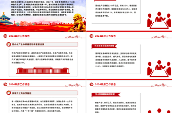 2024极简版政府工作报告PPT大气简洁学习贯彻全国两会精神专题微党课