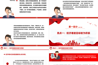 红色精美2024政府工作报告六大亮点两会精神学习党课PPT下载