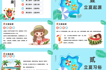 二十四节气之立夏PPT清新卡通风立夏节气介绍班会课件
