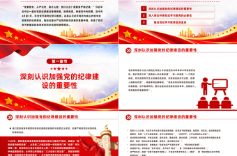 教育引导党员干部学纪知纪明纪守纪PPT全党开展党纪学习教育工作课件模板