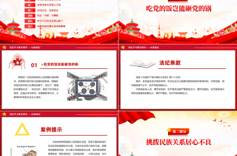 红色精美党纪学习教育专题以案说纪党课PPT课件模板
