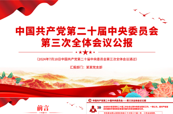中国共产党第二十届中央委员会第三次全体会议公报PPT党政风党课课件