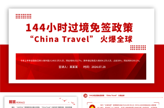 简洁风144小时过境免签政策让“China Travel” 火爆全球PPT模板下载