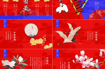 时尚创意故障风无上国潮PPT模板