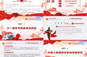 2020八一建军节军史军魂国防教育爱国教育PPT模板