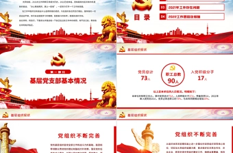 2022基层党委党支部党建工作述职PPT红色党政风基层党组织党支部书记党员干部党建工作述职报告专题党课课件