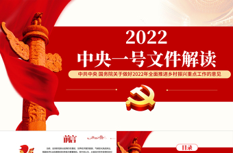 2022年中央一号文件PPT红色大气关于做好2022年全面推进乡村振兴重点工作的意见党课课件