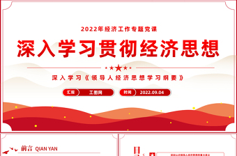 2022深入学习贯彻经济思想PPT党政风深入学习《领导人经济思想学习纲要》专题教育党课课件模板