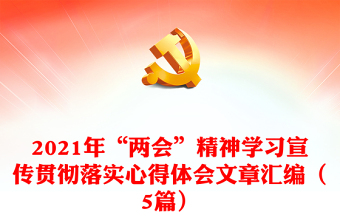 2021年“两会”精神学习宣传贯彻落实心得体会文章汇编（5篇）