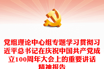 党组理论中心组专题学习贯彻习近平总书记在庆祝中国共产党成立100周年大会上的重要讲话精神报告