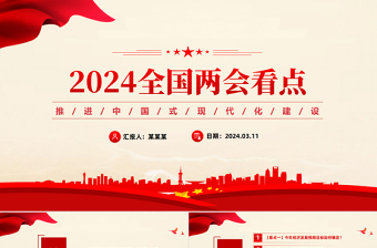 创意精美2024推进中国式现代化建设之全国两会看点PPT下载