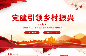 2023实施乡村振兴战略PPT党建引领乡村振兴建设美丽新农村党课模板