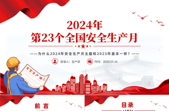 为什么2024年安全生产月主题和2023年基本一样PPT创意简约风全国安全生产月专题课件