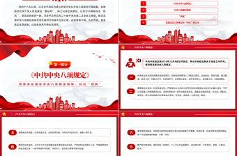 2024纠治“四风”PPT红色简洁四风八规微党课