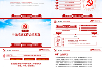 中央经济工作会议精神PPT蓝色大气2022年中国经济工作重点内容解读党课课件下载