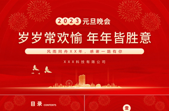 2023元旦晚会岁岁常欢愉年年皆胜意公司元旦晚会模板下载