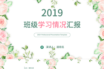 2019清新粉绿色班级学习汇报PPT模板