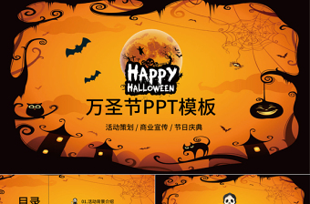 卡通搞怪万圣节活动策划PPT模板