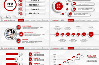 红色微粒体年终总结新年计划工作总结ppt模板幻灯片