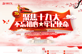2019中国红色十九大精神PPT模板