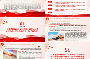 树立选人用人正确导向PPT红色质感风四个注重选拔四个坚决不用的用人导向专题党课课件