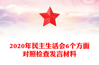 2020年民主生活会6个方面对照检查发言材料