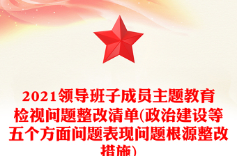 2021领导班子成员主题教育检视问题整改清单(政治建设等五个方面问题表现问题根源整改措施)