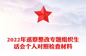 2022年巡察整改专题组织生活会个人对照检查材料