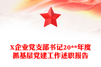 X企业党支部书记20**年度抓基层党建工作述职报告