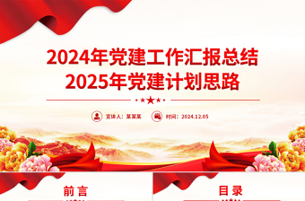 红色大气2024年党建工作汇报总结及2025年党建计划思路PPT党建模板