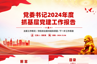 党政风党委书记2024年度抓基层党建工作报告PPT模板