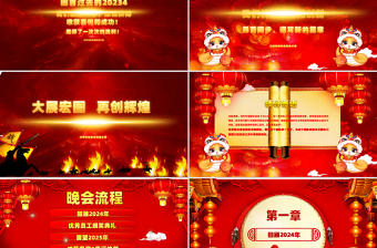 蛇年企业年会颁奖典礼新春联欢会PPT红色精美2025年蛇来运转课件