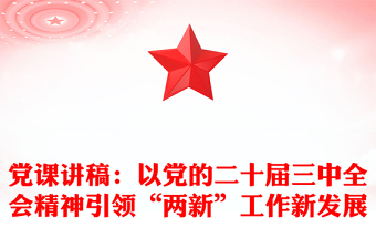 党课发言稿：以党的二十届三中全会精神引领“两新”工作新发展