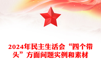2024年民主生活会“四个带头”方面问题实例和素材范例