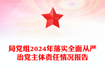 局党组2024年落实全面从严治党主体责任情况报告下载