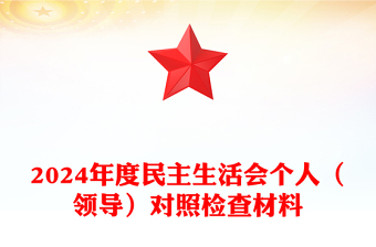 2024年度民主生活会个人（领导）对照检查材料汇总