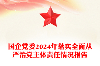 国企党委2024年落实全面从严治党主体责任情况报告下载