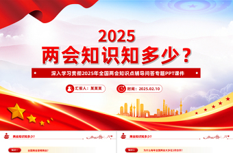 2025两会知识知点问答PPT大气简洁关注两会聚焦民生专题课件下载