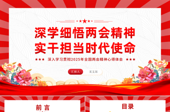 2025深学细悟两会精神实干担当时代使命PPT两会精神学习心得体会课件