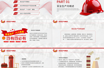红色精美安全生产月PPT人人讲安全个个会应急查找身边安全隐患宣传课件