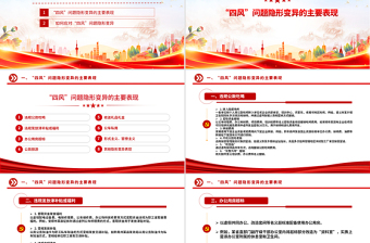 红色简洁“四风”问题隐形变异有哪些表现廉政党课PPT课件