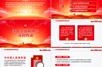 红色简洁2025重温建党精神谱写时代新篇PPT建党104周年党课下载