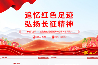 1935飞夺泸定桥PPT简洁大气追忆红色足迹弘扬长征精神党课