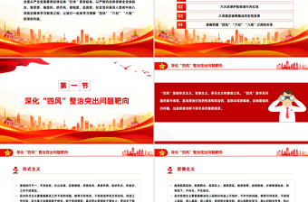 红色简洁四风六纪八规党的作风建设党课PPT课件