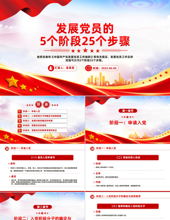 2025发展党员的5个阶段25个步骤PPT党务知识课件