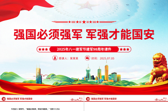 八一建军节PPT强国必须强军 军强才能国安建军98周年课件