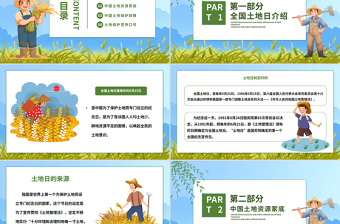 全国土地日介绍宣传PPT精美风6月25日保护耕地珍惜资源主题教育课件