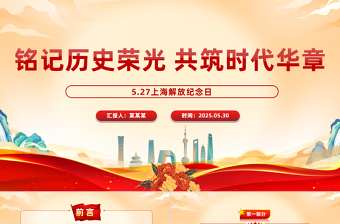 红色精美5.27上海解放纪念日PPT课件